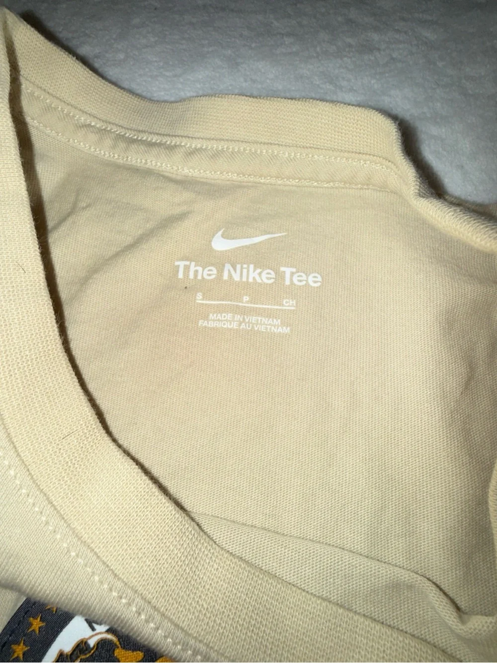 Nike Men's Short Sleeve F.C. Logo Tee - Beige with White Graphics
